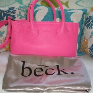 Beck Bags Leather Beckini Crossbody Flamingo Neon Pink NEW with dust cover